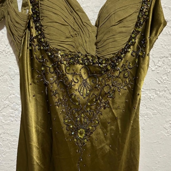 RARE Stunning Sue Wong Silk Asymmetrical Hem Beaded Forest Fairy Dress Size XXS - Picture 4 of 10